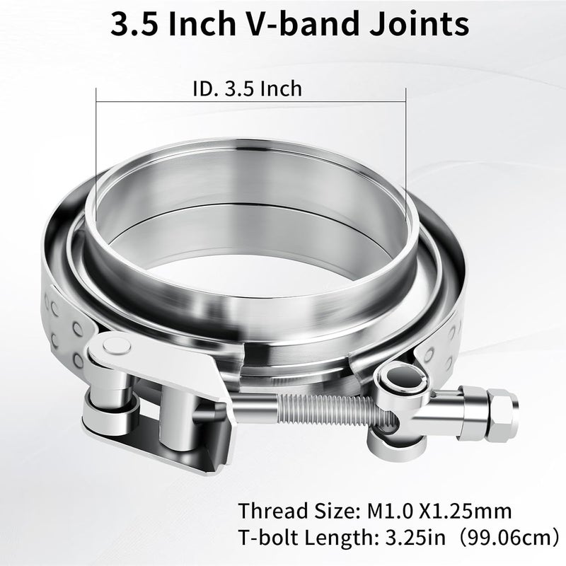 MuHize 3.5 Inch Quick Release V Band Clamp with Male Female Flanges - 304 Stainless Steel Heavy Duty Exhaust Clamp for Turbo/Headers/Manifolds - Image 2
